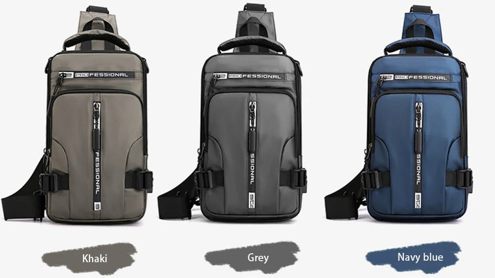 Men's Nylon Crossbody Bag with USB Charging Port - Multifunctional Waterproof Daypack for Outdoor Travel and Casual Use